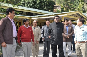 The Governor of Arunachal Pradesh Shri V. Shanmuganathan with the Deputy General Manager (Elect) In-charge Head of Project Shri Bijit Goswami at Ranganadi Hydro Electric Project, Yazali 43 on 31st Dec�2016.